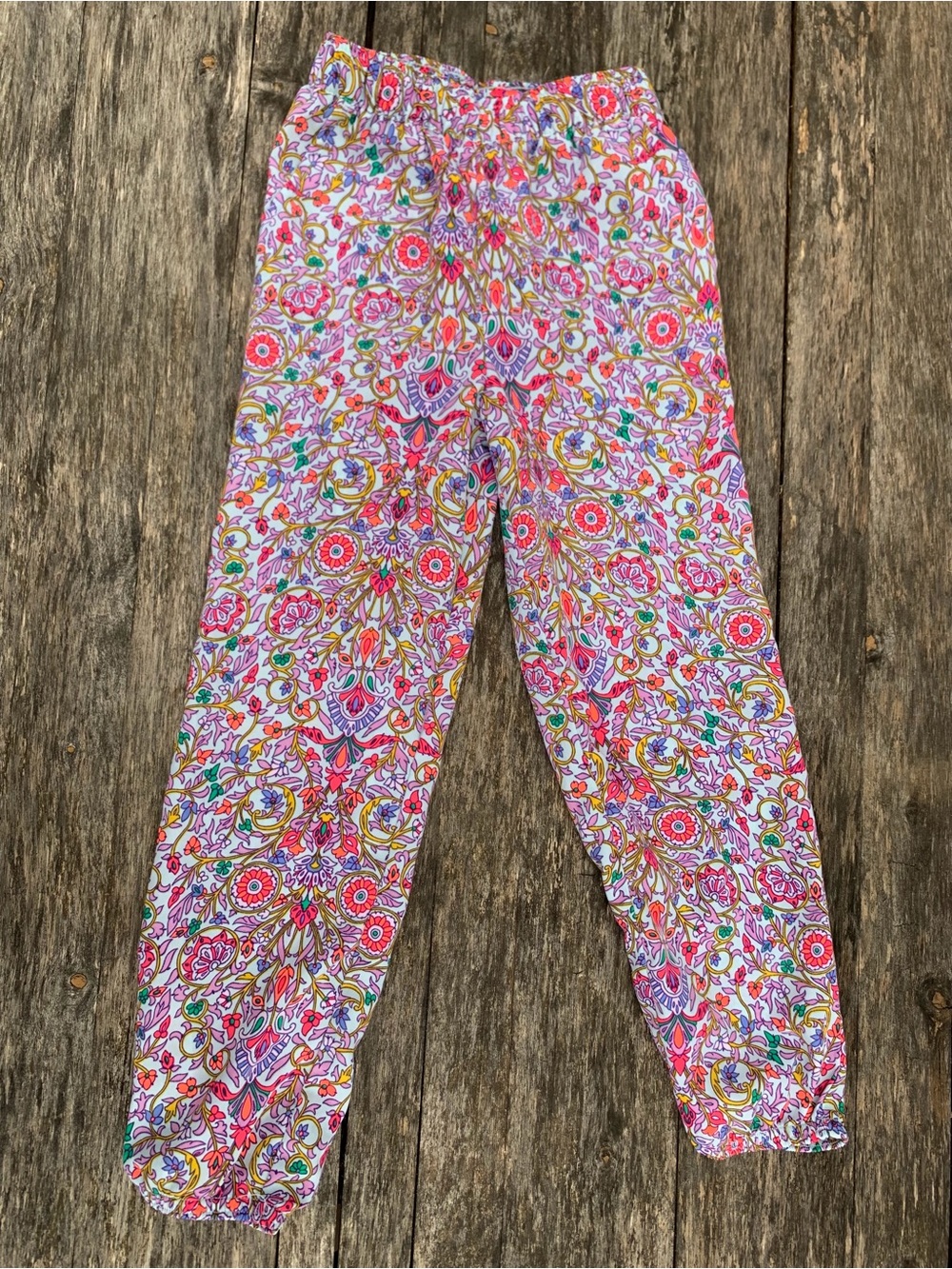 Vintage OshKosh 5T Retro Floral Jogger Elastic Waist Pants Groovy Multicolor
